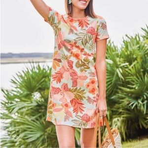 NEW SPARTINA 449 Tahlia Jersey Dress in Callawassie Flowers Seafoam XS